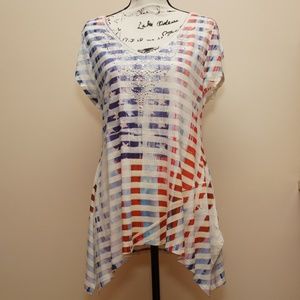 One World Top Stripes w/Bling Sharkbite Hem